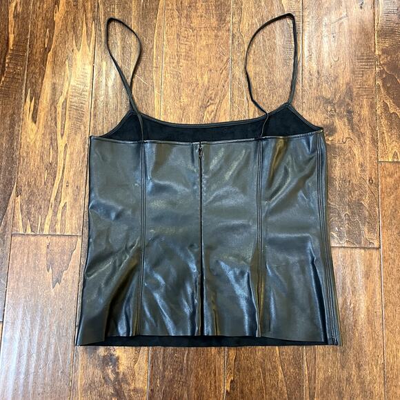 THEORY Bedford Skinny Tank Top in Faux Leather Color Black Size Large - Picture 6 of 9